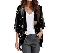 YCBMINGCAN Cardigan Damen Sommer,Kimono Damen Sommer Cardigan Kurz & Leicht | Eleganter Chiffon Bolero für Sommerkleid | Dünne Sommerjacke mit UV Sonnenschutz | Offener Überwurf mit 3/4 Arm,Festlich