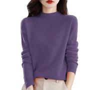 YCBMINGCAN Cropped Pullover Damen langärmelig, einfarbig, Pullover mit einem Basisshirt, warmer, lockerer - und Winterpullover DüNne Pullover Damen (Purple, M)