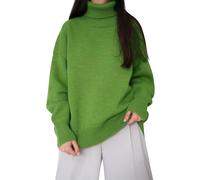 YCBMINGCAN Damen Pullover Elegant Frauen Und Winter Lose Vielseitig Einfarbig Pullover Pullover Kuschelpullover Damen Flauschig (Mint Green, L)