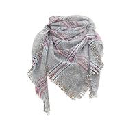 YCBMINGCAN Damen Schal Warm Groß Dreieck Winter Dreieckstuch Herbstschal Winterschal,Fransen Karoschal Poncho Dreieck Strickschal Dreiecksschal Cape Herbstschal Dreieckstuch Lange Stola