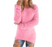 YCBMINGCAN Damen Teddy Fleece Pullover, Kuscheliges Sweatshirt mit Rundhals, Warmer Plüsch Pullover für Herbst & Winter, Weiches Sherpa Langarmshirt Oberteil
