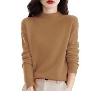 YCBMINGCAN Damenpullover Langarm langärmelig, einfarbig, Pullover mit einem Basisshirt, warmer, lockerer - und Winterpullover Wollpullover Damen Winter (Gold, M)