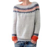 YCBMINGCAN DüNne Pullover Damen lockerer, lässiger Strickpullover mit tief angesetzter Schulter und langen Ärmeln Gestreifter Pullover Damen Oversize (Grey, XXXL)