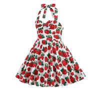 YCBMINGCAN Mädchen Sommerkleid Ärmellos Neckholder Polka Dots Punktemuster Freizeitkleid Kinder Vintage Rockabilly Kleid für Alltag Party Urlaub Outfits Elegant Rot Weiß Gepunktet
