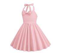 YCBMINGCAN Mädchen Sommerkleid Ärmellos Neckholder Polka Dots Punktemuster Freizeitkleid Kinder Vintage Rockabilly Kleid für Alltag Party Urlaub Outfits Elegant Rot Weiß Gepunktet