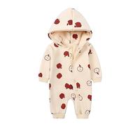 YCBMINGCAN Neugeborenen Baby Mädchen Strampler Langarm Mit Kapuze Obst Druck Außerhalb Body Strampler Overall Kleidung Jogginganzug Baby Mädchen (Beige,6-9 Months)