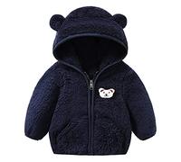 YCBMINGCAN Neugeborenes Baby Mädchen Jungen Jacke Bärenohren Kapuzen Oberbekleidung Reißverschluss Warmer Fleece Wintermantel Kinder Mode Für Jungen Winterjacke Jungen 128 (Navy, 0-6 Months)