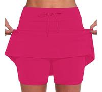 YCBMINGCAN Skort Damen Sommer Hosenrock Kurz Rock mit Hose drunter High Waist für Alltag Spazieren Fitness Leichtes Falten-Design A-Linie Blickdicht Schnelltrocknend Bequem Trainingskleidung