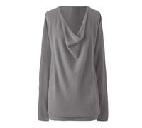 YCBMINGCAN Strickpullover Damen Grobmaschig Damen kurze Ärmel Damen Pullover Winter Elegant (Grey, XXXXL)