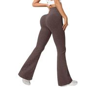 YCBMINGCAN Yogahose Damen High Waist, Gerippte Schlaghose für Frauen, Flared Leggings im Y2K Stil, Weite Strickhose Freizeithose für Herbst Winter