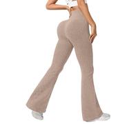 YCBMINGCAN Yogahose Damen High Waist, Gerippte Schlaghose für Frauen, Flared Leggings im Y2K Stil, Weite Strickhose Freizeithose für Herbst Winter