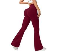 YCBMINGCAN Yogahose Damen High Waist, Gerippte Schlaghose für Frauen, Flared Leggings im Y2K Stil, Weite Strickhose Freizeithose für Herbst Winter