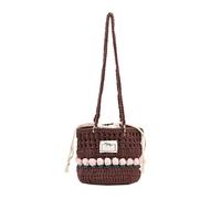 YCHUCH Damen Umhängetasche Mit Kordelzug Einfacher Eimer Koreanischer Stil Handtasche Gestrickte Blumen Schulter Crossbody Für Den Täglichen Gebrauch