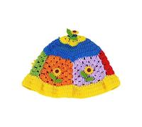 YCHUCH Gehäkelte Blumen Eimer Mütze Sommer Eimer Gehäkelte Blumen Fischer Mütze Für Erwachsene Und Teenager Hautfreundlicher Pendler Strick Strickmützen Für Frauen Sommer Für Frauen Mit Großem Kopf