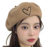 YCHUCH Retro Baskenmütze All Match Achteckige Mütze Liebesstickerei Wollmaler Gesicht Zeigen Klein Für Familien Und Freundestreffen Achteckige Baskenmütze Aus Wolle Für Damen Und Herren