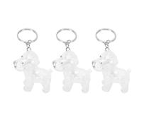 Yctze Bichon Frise Hundehaar-Schlüsselanhänger, Niedlicher Haustierhaar-Andenken-Anhänger, Hundeliebhaber-Anhänger mit Transparentem Flaschendeckel, ABS-Legierung, 3 Stück