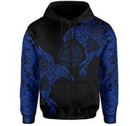 YCYR 3D Gedruckte Nordic Viking Yggdrasil Und Ravens Tattoo Trainingsanzug Hoodie, Unisex Langarm Streetwear Casual Hooded Pullover Sweatshirt,Dark Blue Zipper,6XL