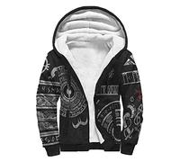 YCYR Herren Viking Hoodie, Norse Mythology Tattoo Harajuku Lässiges, Lockeres Sweatshirt, 3D Gedruckte Langarm-Pullover-Streetwear Mit Großer Tasche,Cotton Jacket,3XL