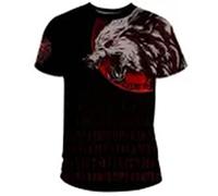 YCYR Nordischer Wikinger Wolf Vegvisir Rune Sweatshirt, Unisex 3D Überall Gedruckt Tätowierung Lange Ärmel zur Seite Fahren Kapuzenpullover Lose Beiläufig Harajuku-Streetwear,Short Sleeve,XXL