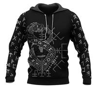 YCYR Viking Celtic Dragon Hoodie Für Herren, Nordische Mythologie 3D-Druck Odin Schädel Rune Tattoo Fashion Streetwear, Unisex-Langarm-Sweatshirt,Hoodie,3XL