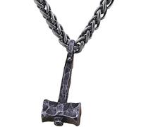 YCYR Vintage Thors Hammer Anhänger Männer Halskette, Nordische Mythologie Wikinger Odin Mjolnir Totem Amulett, Mittelalterlicher Ritter Skandinavischen Heidnischen Schmuck,50CM/20IN