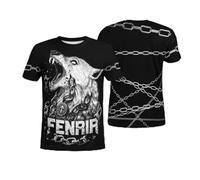 YCYR Wikinger Kapuzenpullover Hoodie 3D Gedruckte Tattoos Fenrir Wolf ist mit Ketten Gebunden Pullover Sweatshirt, Unisex Langarm Casual Mode Harajuku Streetwear,Short Sleeve,S