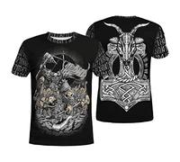 YCYR Wikinger Krieger Odin Holding Thors Hammer Tattoos Hoodie Sweatshirt, Herren 3D Print Jahrgang Rune Casual Pullover Harajuku Streetwear,T Shirt,4XL