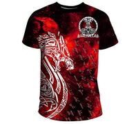 YCYR Wikinger Thors Hammer Schlange Tattoo Hoodie, Nordische Mythologie 3D Gedruckt Unisex Harajuku Streetwear Casual Langarm Pullover Sweatshirt,Short Sleeve,XL