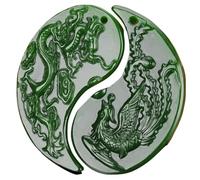 YDEWLY Halsketten-Anhänger, Talisman, 1 Paar, chinesischer grüner Jade-Drache, Phönix-Anhänger, Halskette, Glücks-Amulett, Modeschmuck