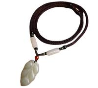 YDEWLY Halsketten-Anhänger, Talisman, chinesischer natürlicher weißer Jade-Blatt-Anhänger, Damen-Halskette, Modeschmuck, Glücks-Amulett