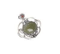 YDEWLY Jade-Anhänger, Halsketten for Frauen, Hetian Jade Ruyi Damen-Anhänger-Stil, hohler Halsketten-Anhänger(Sliver Color)