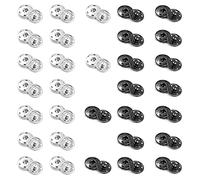 YDHfdc 32 Sätze druckknöpfe metall druckknöpfe zum annähen druckknopf schwarz Silber für Geldbörse Handtasche Kleidung Nähen Handwerk DIY Lieferung（10mm）