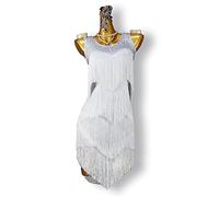 YDHTIZ Damen Latein Wettkampf Tanz Outfit Cha Cha Tango Performance Kleider Salsa Tanzkleidung Mit Fransen Rückenfreier Ballsaal Tanzkleid Mit Strasssteinen