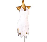 YDHTIZ Salsa Latein Tanz Performance Kleider Mit Fransen Für Damen Ärmelloses Tango Modern Turnierkleid Mit V-Ausschnitt Rückenfrei Ballsaal Tanz Outfit Nackter Rücken