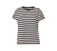 Rundhalsshirt STREET ONE "Style Cris", Damen, Gr. 36, espresso braun, Strick, Obermaterial: 53% Viskose, 44% Polyester, 3% Elasthan, gestreift, normal hüftbedeckend, Rundhals, abgesteppte Kante, Shirt