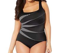 Ydsxlp Badeanzug Damen Bauchweg Einteiliger Badeanzug Rückenfrei Monokini Figurformend sexy Badeanzug mit Cups Push Up Bademode Schwimmanzug Sport Badeanzüge für Damen(A Schwarz,XXL)