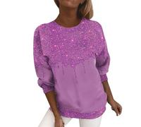 Ydsxlp Glitzer Oberteile Damen Große Größe Langarmshirt Frühling Farbverlauf Pailletten Druck Sweatshirt T Shirt Rundhals Langarm Pullover Bequeme Bluse Tunika Tops(C a-1,M)