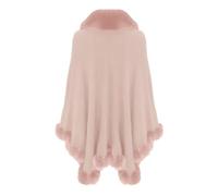 Ydsxlp Kunstpelz Umhang Poncho Damen Casual Lose Kunstpelz Poncho Cape Winter Warme Pelzbesatz Poncho Cardigan Mantel Poncho Warme Schal Wrap Für Winter Hochzeit Abend Party(A Rosa,Einheitsgröße)