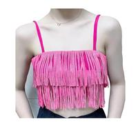 YDYAENIO Damen Herbst Mehrlagiger Kurzrock mit Gürtel, Strass und Fransen(Pink Tops,5XL)