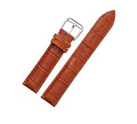 YDYAENIO Lederarmband herrenuhr PU Leather Watch Band Replacement PU Leather Watchband Rose Gold Silver Buckle Black Brown Watch Strap(Light-Brown Silver,14mm)