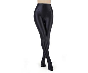 Yeahdor Damen Nylon Strumpfhose Glänzend Leggings mit Fußteil High Waist Pantyhose Slim Fit Leggings Pants Dessous Yoga Tanz Hosen Schwarz XL
