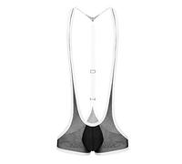 Yeahdor Herren Mankini Stringbody Wrestling Singlet Mesh Body Tanga mit Bulge Beutel Transpanrent Unterhemd Badeanzug Schwarz Einheitsgröße