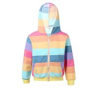 Yeahdor Mädchen Pullover Hoodie Regenbogen Shirt Langarm Kapuzenpullover mit Reißverschlus Sweater Langarmshirt Freizeit Schulkleidung A Regenbogen 134-140