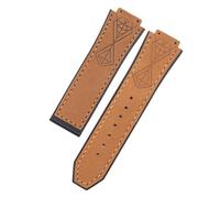 YEAHSO 25 * 17 mm Crazy Horse Echtleder mit Gummi-Silikon-Uhrenarmband, kompatibel mit Hublot-Armband, kompatibel mit Big Bang Belt Authentic Series (Color : Brown, Size : 1_Without Buckle)