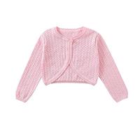 Yealoo Bolero Mädchen mit Lochmuster gestrickt Baumwolle Strickjacke Kinder Bolerojacke Kommunionkleid Rundhals Langarm