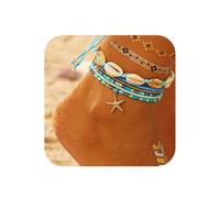 Yean Boho-Fußkettchen mit Perlen, Seestern-Fußkettchen, Muschel-Strand-Fußschmuck für Frauen (Gold B)