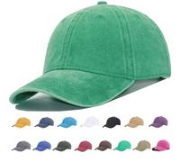 YEANIY Vintage Washed Cotton Plain Baseball Caps Adjustable Unstructured Soft Blank Casual Dad Ball Hats for Men Women, Kelly 28, M/L