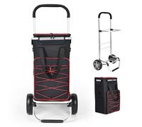 YEAUPE PRO Einkaufstrolley | Trolley groß 50 Liter, Stabiler Griff, Reflektoren | 3in1 Einkaufswagen mit Kühlfach | Einkaufstasche mit Rollen | Einkaufsroller, Handwagen | Rot