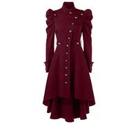 YEBIRAL 2019 Gotische Kleidung Damen Steampunk Schwalbenschwanz Langen Grabenmantel Mantel Edler Steampunk Uniform Kostüm Party Outwear Mantel Long Gothic Trenchcoat Mantel