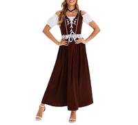 YEBIRAL Angebote des Tages Heute Dirndl Damen Lang Modern Trachtenkleid Oktoberfest Kleidung Maxi Kleid Trachtenrock Grün Braun Rot Dirndl für Damen Meine bestellungen